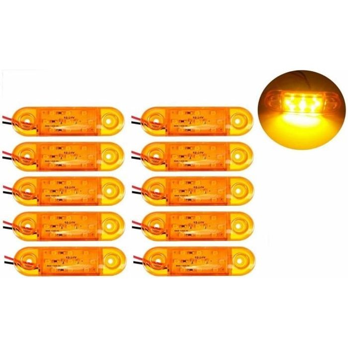 10x Feux De Gabarit 12V LED Orange Position Latérale Homologué E13 Pour  Camion