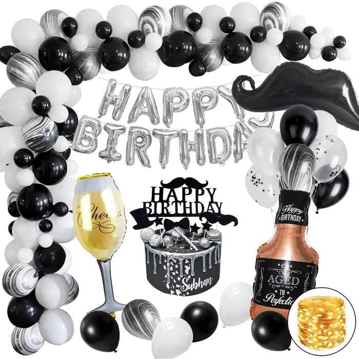 Decorations Anniversaire Fete Homme Noir Blanc Ballon Anniversaire Happy Birthday Banniere Decoration Fete Pour Adulte Femme A 49 Cdiscount Maison