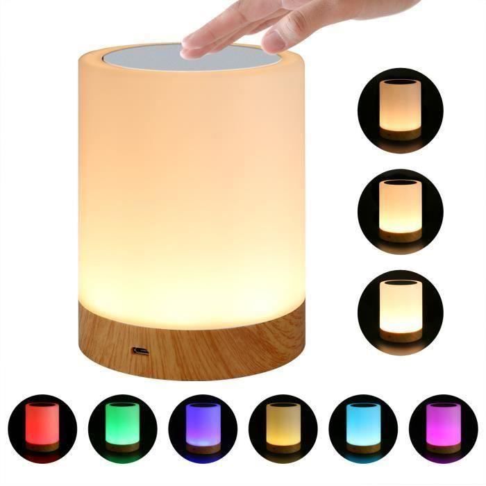 Lampe de Chevet Tactile Enfant Sans Fil Lampes Tactiles Colorée pour Chambre à Coucher Veilleuse de Table Rechargeable avec Enceinte Bluetooth Lumineuse Cadeau pour Les Adolescentes et les Garçons 