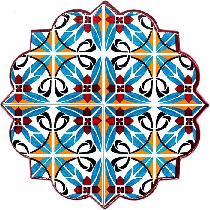 Dessous De Plat Céramique Et Bois Mosaïque Bleue - Protection Élégante Et Rustique