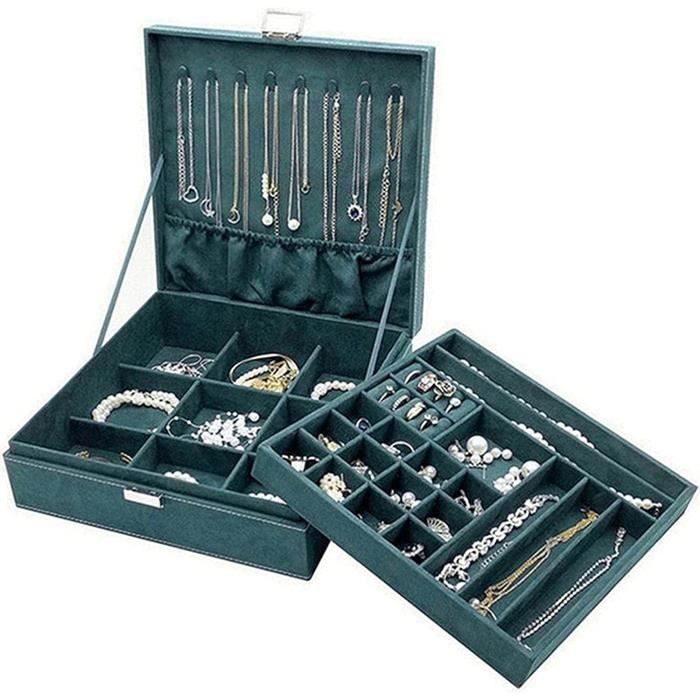 Guolich 4 Tier Boite à Bijoux Pour Femmes, Coffret à Bijoux Acrylique Avec 120 Treillis Grande Plateau Rangement Pour Bagues Et Colliers, Pour Boucles