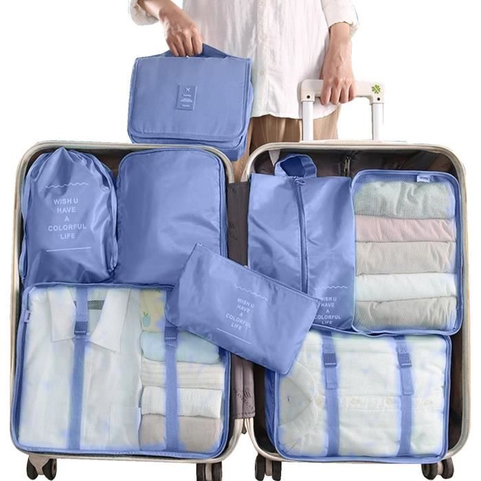 Ensemble de 8 sacs de rangement de voyage, ensemble d'organisation de valise  (gris) - Cdiscount Maison