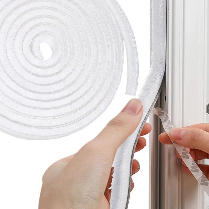 Bande Adhésive Feutre Porte Coulissante - 5 M X 9 Mm - Étanchéité Air/Bruit - Gris