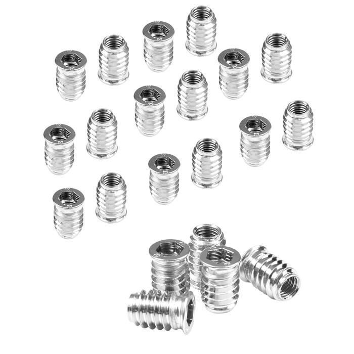 50 PCS Insert Fileté Bois Ecrou Hexagonal M8 x 20 mm Insert a Visser en Alliage de Zinc