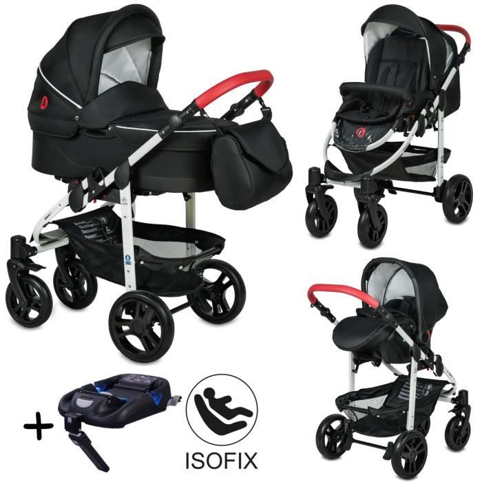 Poussette Combinée Trio 3 en 1 B&W ISOFIX Noir / Rouge - Cdiscount  Puériculture & Eveil bébé