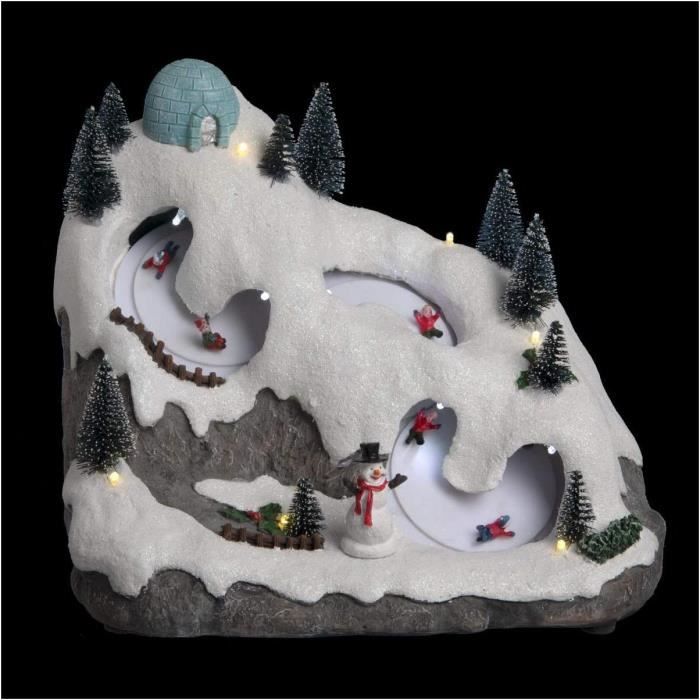 Féerie christmas Village Noël Courses luges Lumineux animé Musical[104