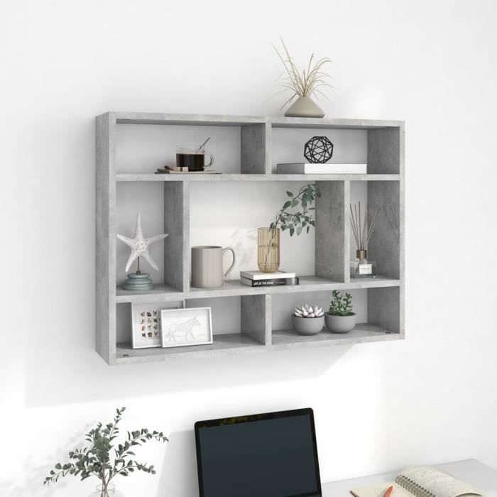 6354SO•Étagère murale Bibliothèque JILI - Support Rangement Mural Étagère pour Salon Chambre Gris béton 75x16x55 cm Aggloméré 6354SO•Étagère murale Bibliothèque JILI - Support Rangement Mural Étagère pour Salon Chambre Gris béton 75x16x55 cm Aggloméré