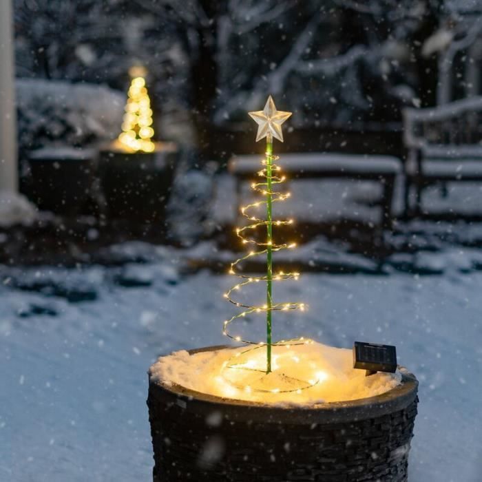 Sapin de Noel Artificiel Solaire, Guirlande Lumineuse Exterieure