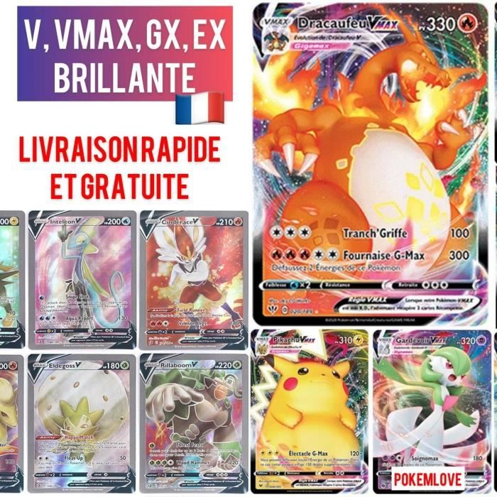 Lot 100 Cartes Pokemon VMAX Brillante Française Rare Sans Double