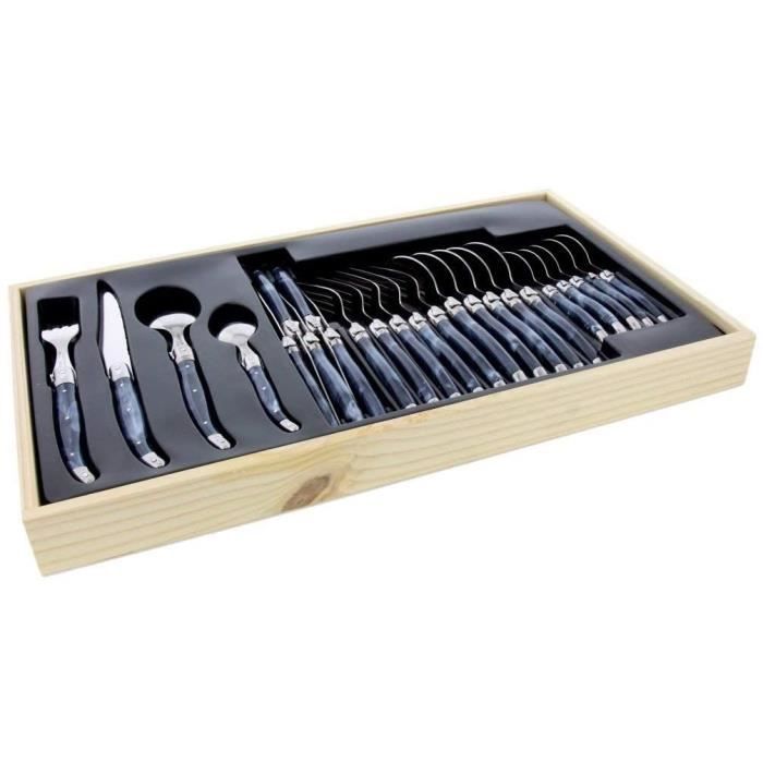 Laguiole - Ménagère 24 Pièces en Inox - BLEU