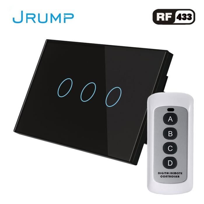 Interrupteur Tactile Livolo Verre Noir VL-C702-12-A - Écran Tactile LED Luxe EU