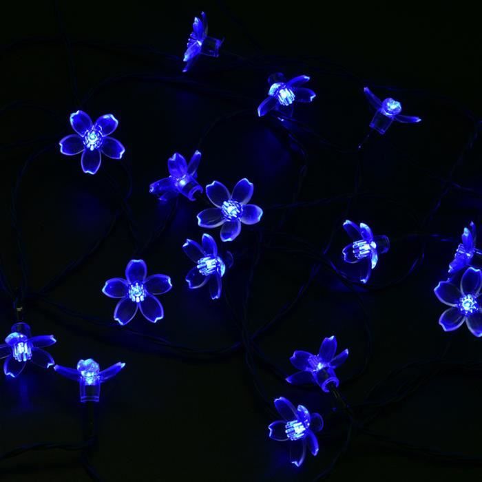 guirlandes lumineuses led à énergie solaire - bleu - 5m 20leds