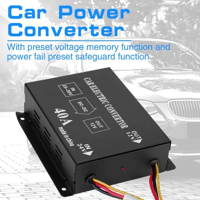 HURRISE Convertisseur de puissance DC 24V à 12V Camion de voiture 40A 480W DC 24V à 12V convertisseur de puissance réducteur de