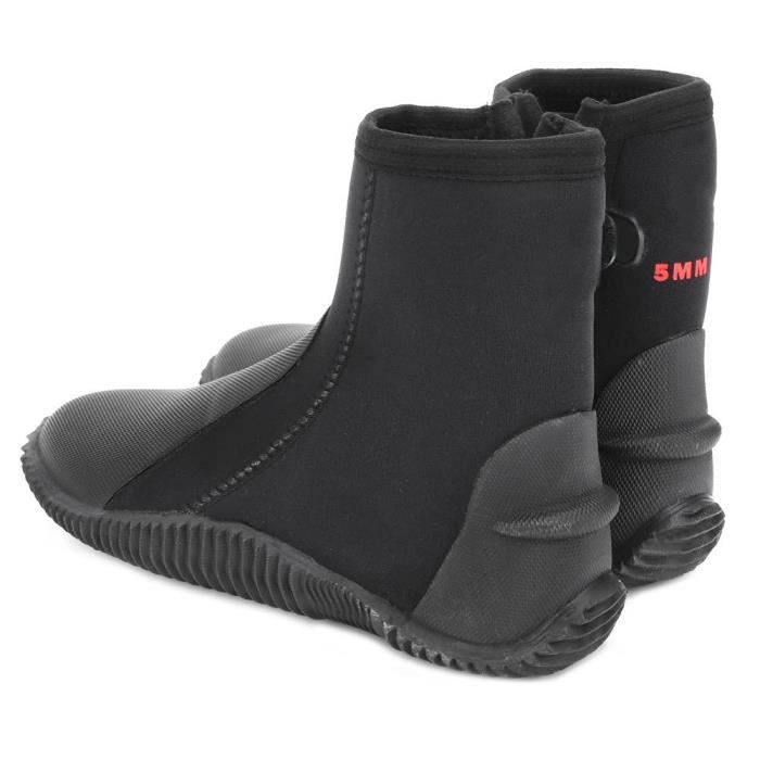 Bottes De Plongée En Néoprène 5 Mm – Antidérapantes, Semelle à Crampons – Noir, Taille Unique
