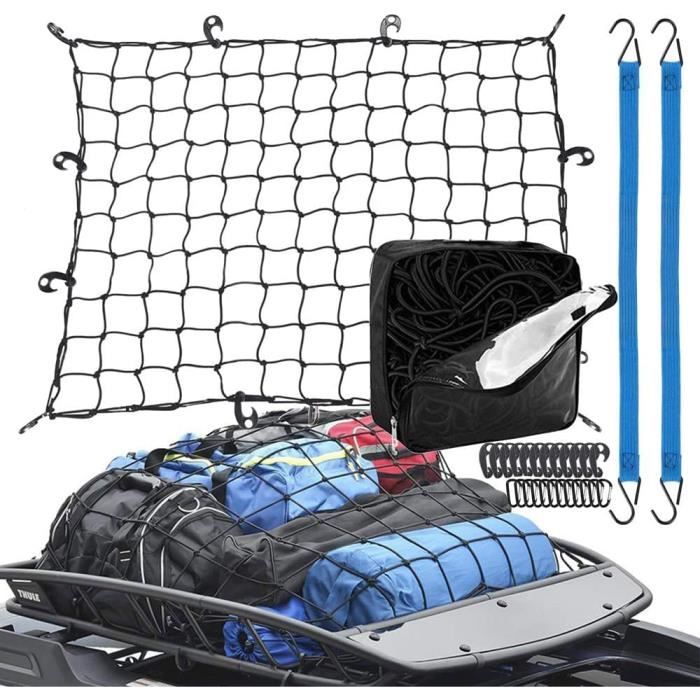 Filet De Remorque Élastique 0.9x1.2m à 1.8x2.5m - 24 Crochets Inclus - Pour Remorques, VTT, SUV - Résistant Aux Intempéries