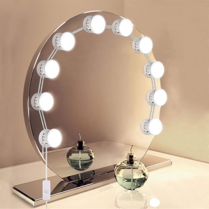 Lampe de miroir LED éclairage de maquillage USB, 10 ampoules kit lampe, Distance Adjustable