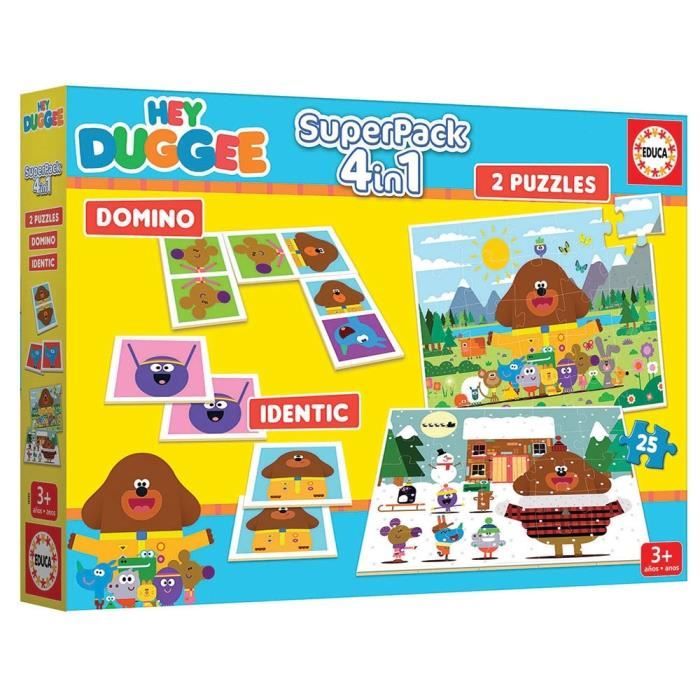Puzzle 4 jeux en 1 Educa Hey Duggee - Multicolore - 96 pièces - Dessins ...