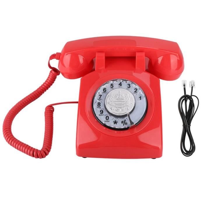 Téléphone Fixe Vintage Rétro Noir Rotatif - Style Européen Pour Chambre, Bureau Ou Café