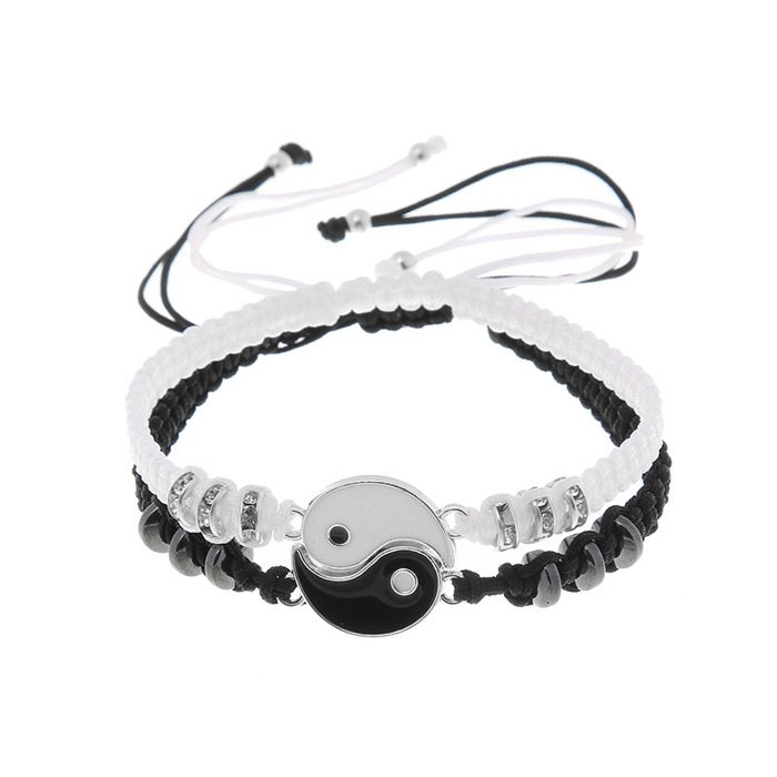 Bracelets couple/amitié - INF - Yin Yang - Macramé - Argenté Argent - Achat / Vente bracelet