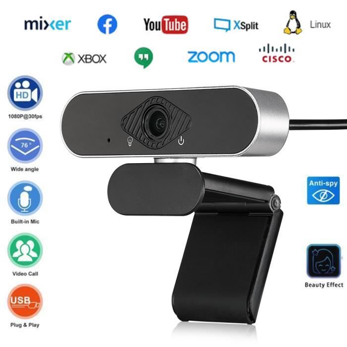 Compatible avec Windows//Linux//Mac OS//Android Webcam USB 2.0 Plug /& Play Webcam Supporte Rotatif à 360 Degrés avec Trépied /& Couvercle de la Caméra Adhope Webcam 1080P avec Micro Stéréo