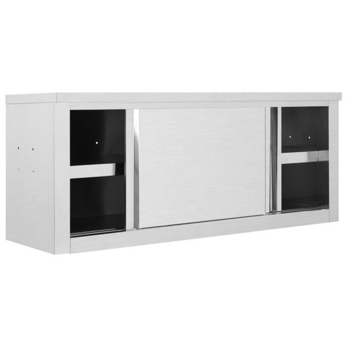 Armoire de cuisine inox KIMISS - 120x40x50 cm - 2 portes coulissantes