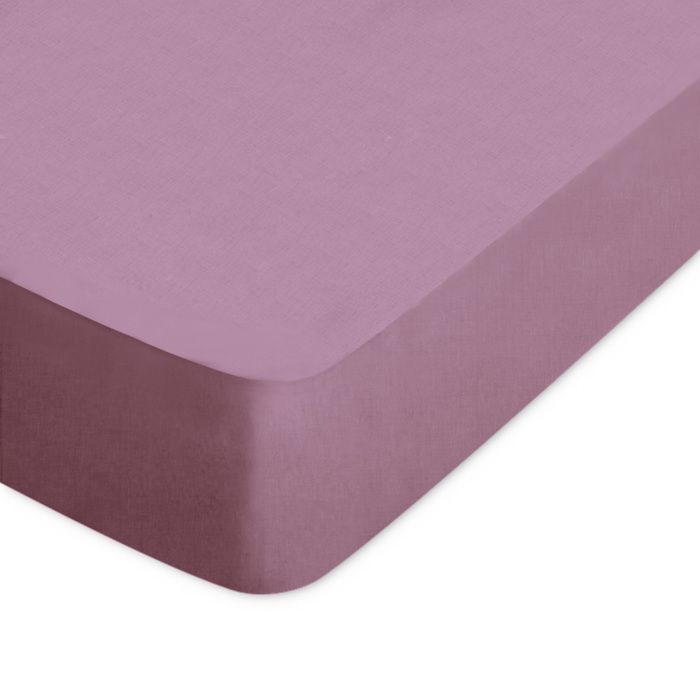 Drap housse uni 100x190 cm bonnet 40 cm coton ALTO violet Raisin