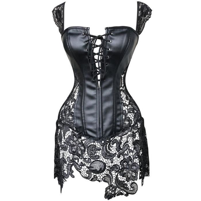 Femme Bustier Corset Cuir Faux Sexy Guêpières Retro Gothique Punk