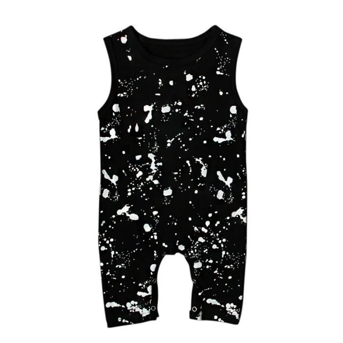 0 24 Mois Garcon Combinaison Gilet Debardeur Une Piece Bebe Nouveau Ne Grenouillere Barboteuse Tenue Ete Noir Cdiscount Pret A Porter