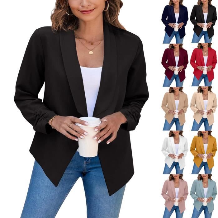 Blazer Femme Élégant - Veste Formelle Ouverte Avec Poches - Ligne Droite - Bureau, Soirée
