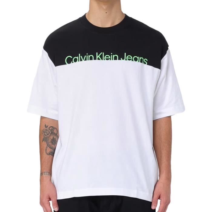 T-shirt Noir/Blanc Homme Calvin Klein Jeans Institutional