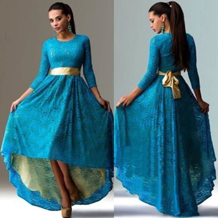 Femmes Robe Dentelle Soirée Formelle Cocktail De Demoiselle Dhonneur Robe De Bal Robe Longue At Bleu Ciel