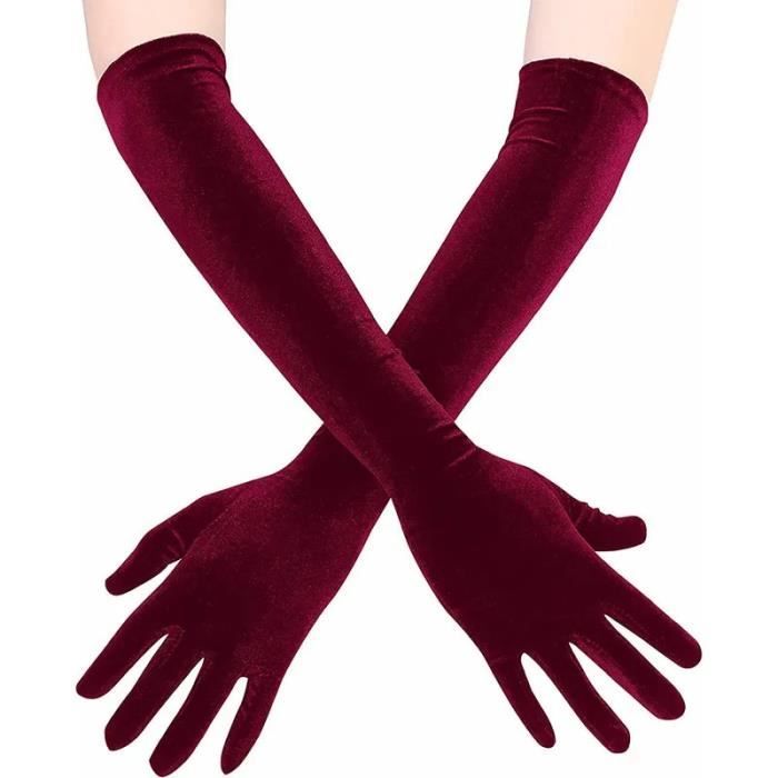 Gants Longs Velours Doré Style Rétro 1920s - Pour Soirée, Mariage, Opéra, 53 Cm Jusqu'aux Coudes