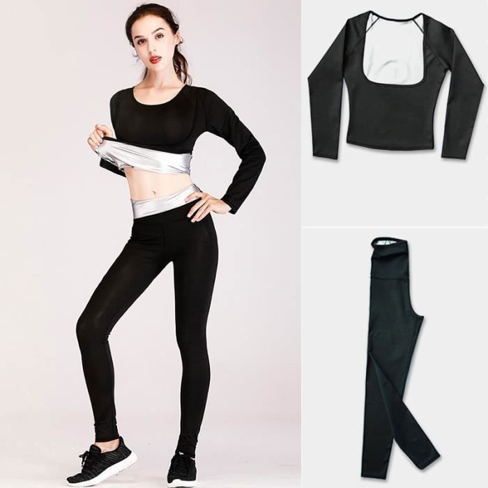 Ensemble de Sudation Femme - Marque - T-shirt Sans Brassière+Pantalon -  Noir - Fitness Noir - Cdiscount Sport