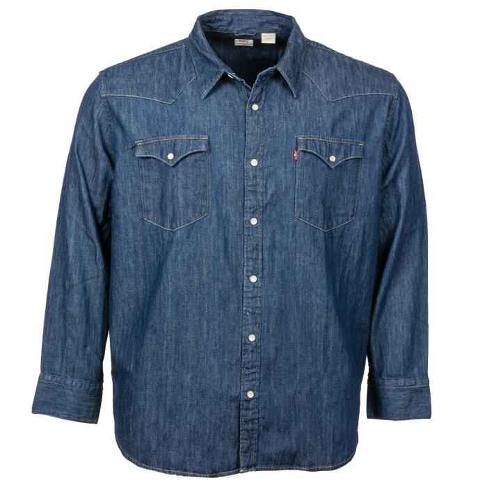 Chemise Levi's Barstow Western Denim Homme Taille S - Occasion Très Bon état - Snap Boutons