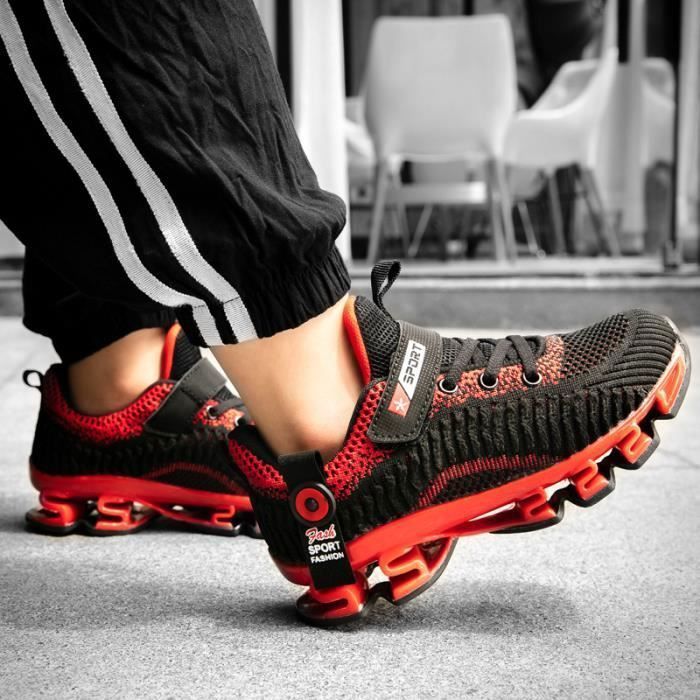 Chaussures de sport baskets semelles ajourées pour garçons Semelle  élastique noir rouge Rouge - Cdiscount Chaussures