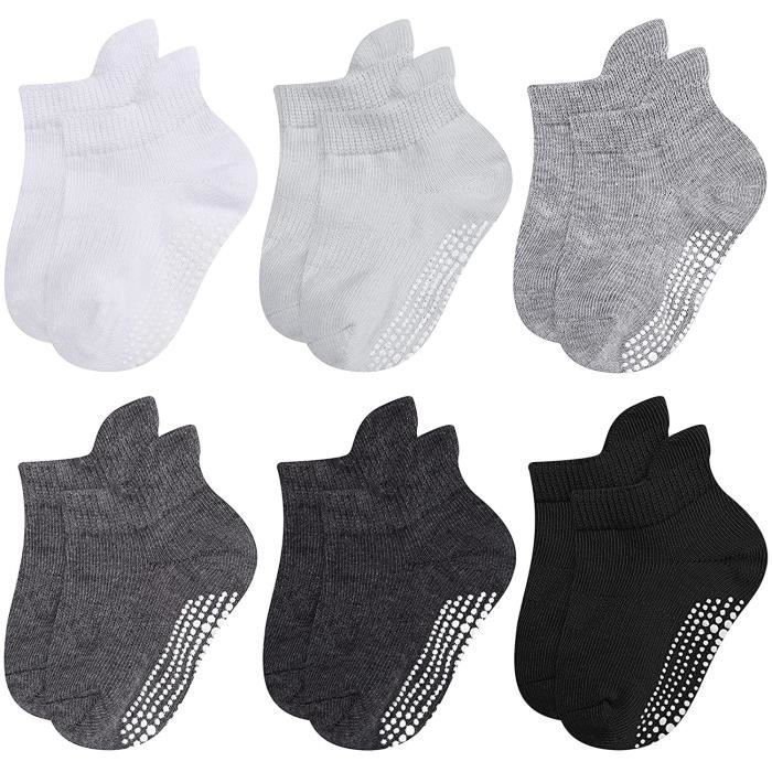 Chaussettes Sport Enfant Antidérapantes - Lot 4 Paires (2 Bleu, 2 Noir) - Taille 33-39 - Foot, Basket