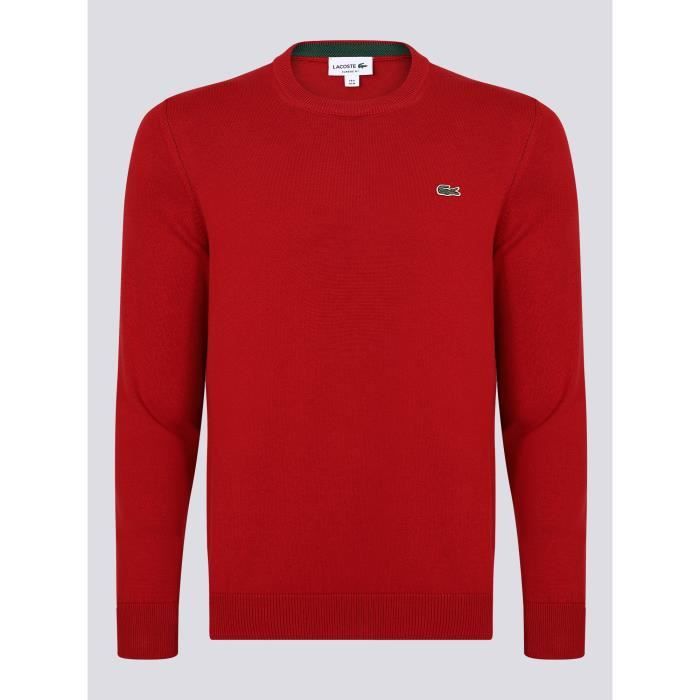 PULL LACOSTE HOMME COL ROND ROUGE Rouge - Cdiscount Prêt-à-Porter