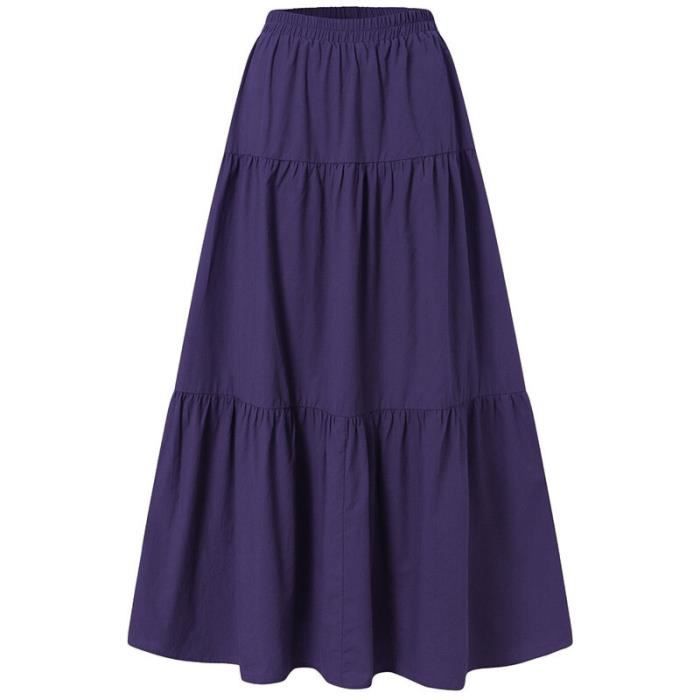 Jupe Trapèze En Denim Coton Femme Taille Haute - Jupe Jean Évasée Longueur Genou Style Décontracté