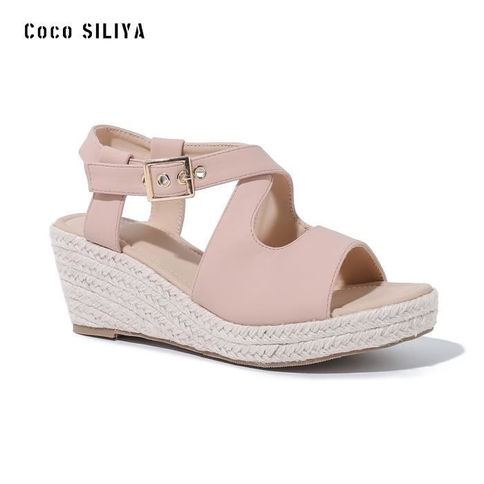 Chaussure Femme Talon CompensÃ© Rose Sandales Femme KJEHOME Talon