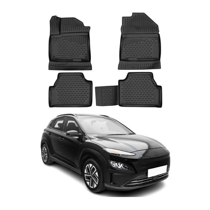 Tapis En Caoutchouc Pour Hyundai Kona EV 2024-2025 - Antidérapant - Protection Porte-Gobelets