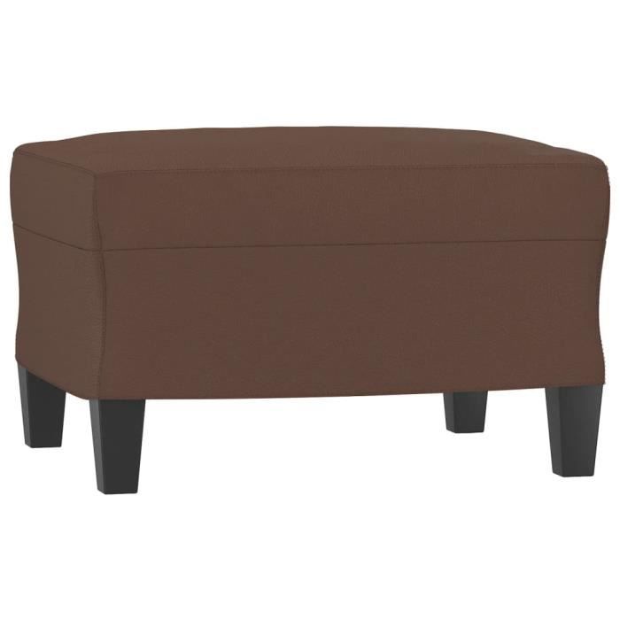 Pouf - OMABETA - M12979 - Similicuir Marron - 60x50x41 cm - Meubles Contemporains