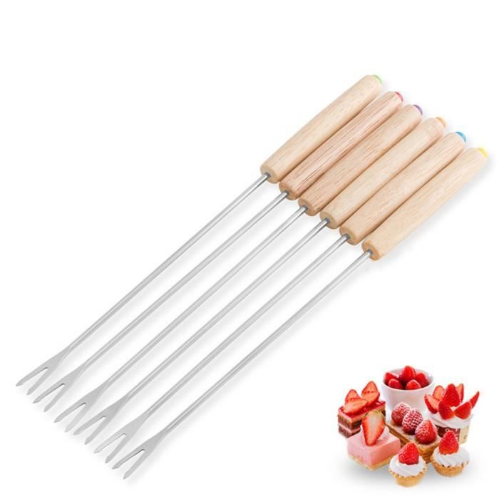 SODIAL 6PCS//Set Acier inoxydable Fourchette au chocolat Pot chaud Fourchettes Fromage Fruit Dessert Fourchette Fondue Brochette de fusion Outils de cuisine