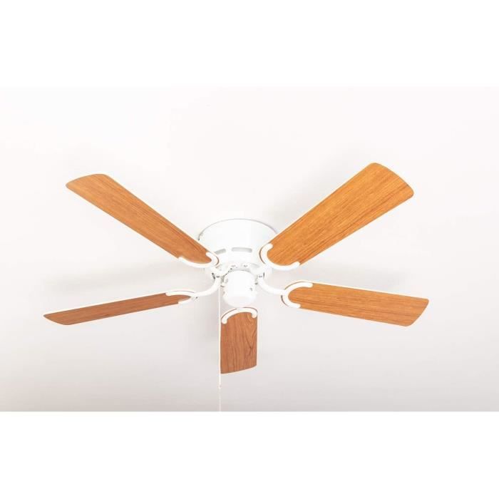 Pepeo Kisa Deluxe Ventilateur de plafond avec interrupteur à tirette Blanc - Pepeo