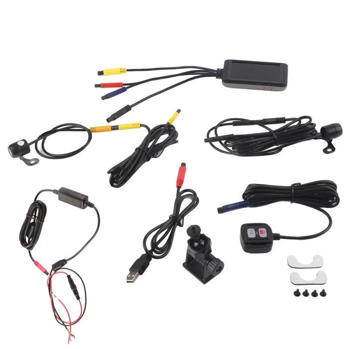 Qiilu DVR Moto Con Doppia Telecamera 1080P Anteriore E Posteriore - Schermo 4 Pollici, WiFi, Impermeabile IP65, Modalità Parcheggio