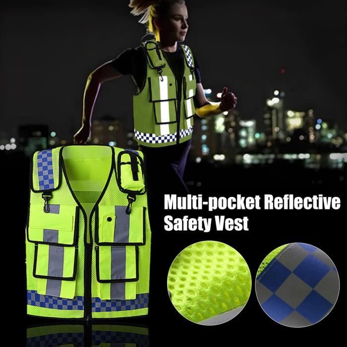 Gilet réfléchissant de sécurité pour voiture, veste haute visibilité en  maille fluorescente - AliExpress