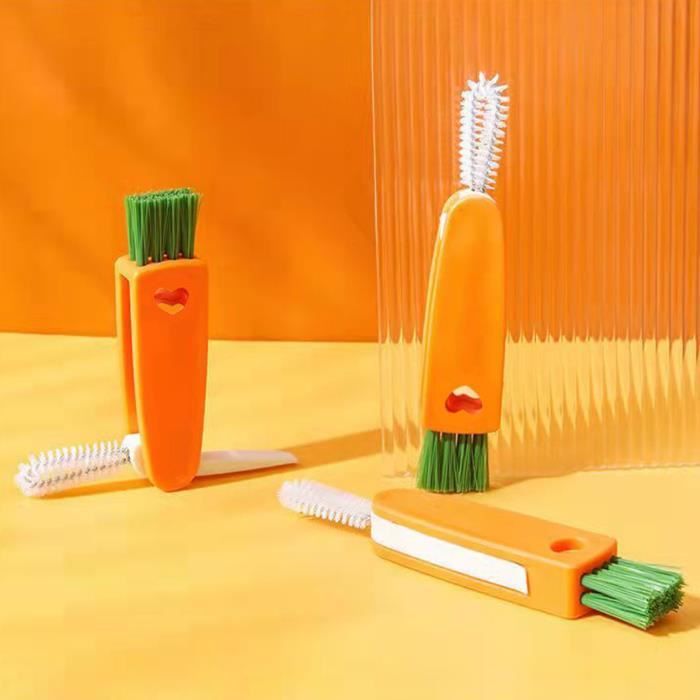 Kit De 3 Brosses De Nettoyage 3 En 1 Mrltau - Pour Couvercles, Bords Et Coins De Tasses, Bouteilles (rouge, Vert, Bleu)