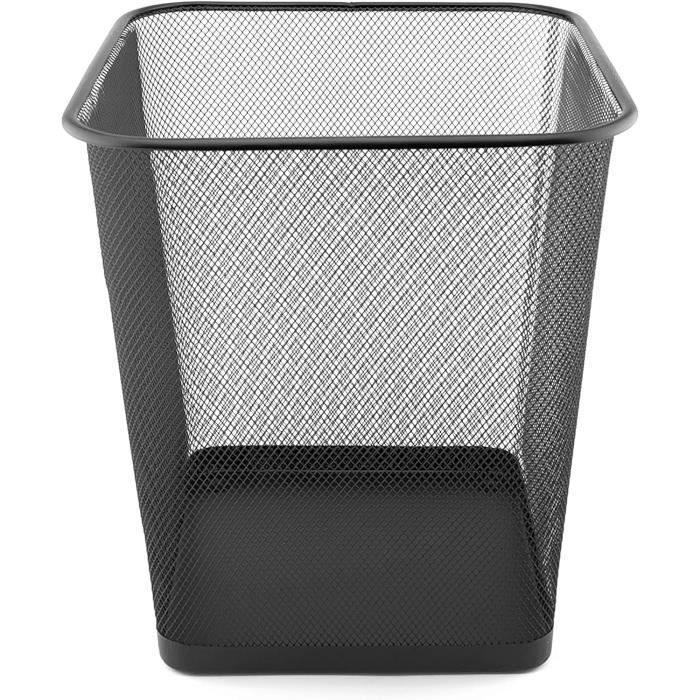 Corbeille à Papiers Métal Maille Rond 10L - 26x23cm | Pour Bureau, Maison, École | Design Minimaliste Noir