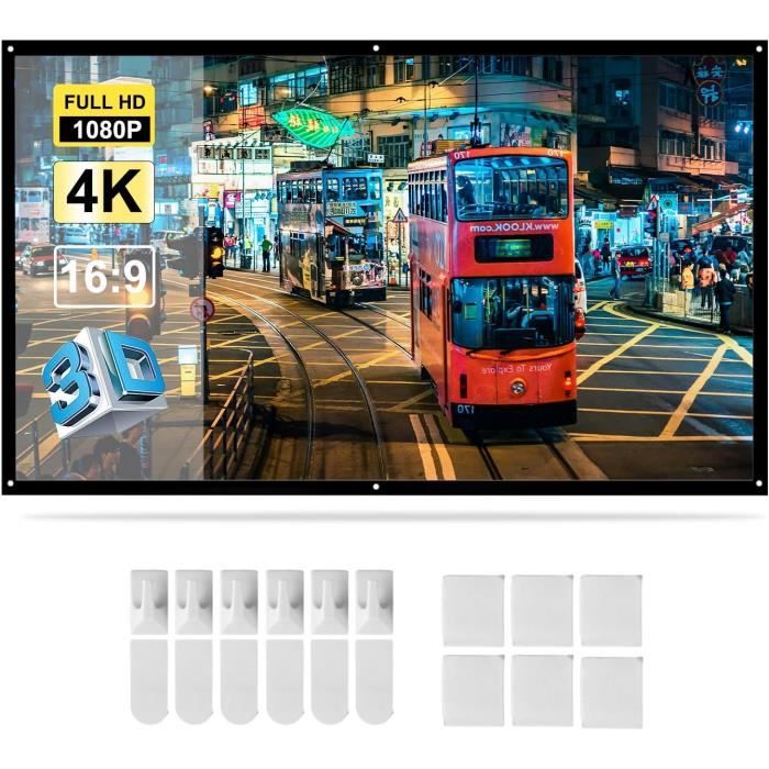 Ecran De Projection Portable,4K Hd 16: 9 Pliable Ecran De Projection