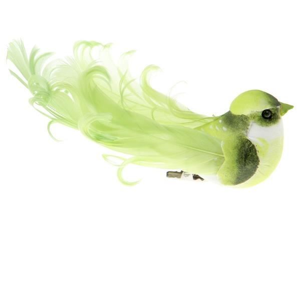 Grand Oiseau Vert Sur Pince X2 Ref3888