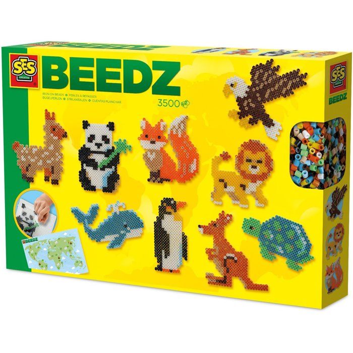 Perles à repasser Animaux du monde SES CREATIVE Crée divers animaux avec 3500 perles et instructions.